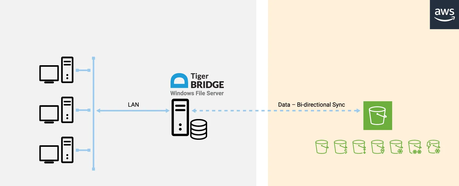 Pay As You go Tiger Bridge Diagram for AWS