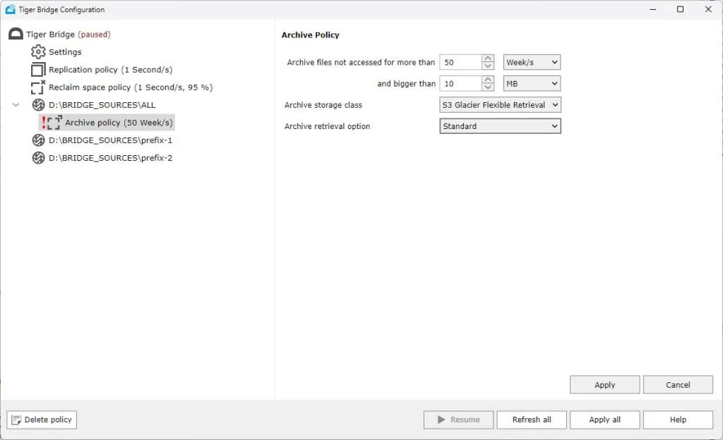 Lont-term archiving with Tiger Bridge